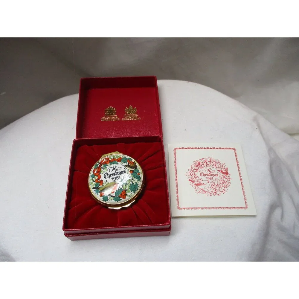 Enamel‎ Box Halcyon Days Christmas 1981 Snuff Pill Jewelry English bilston
